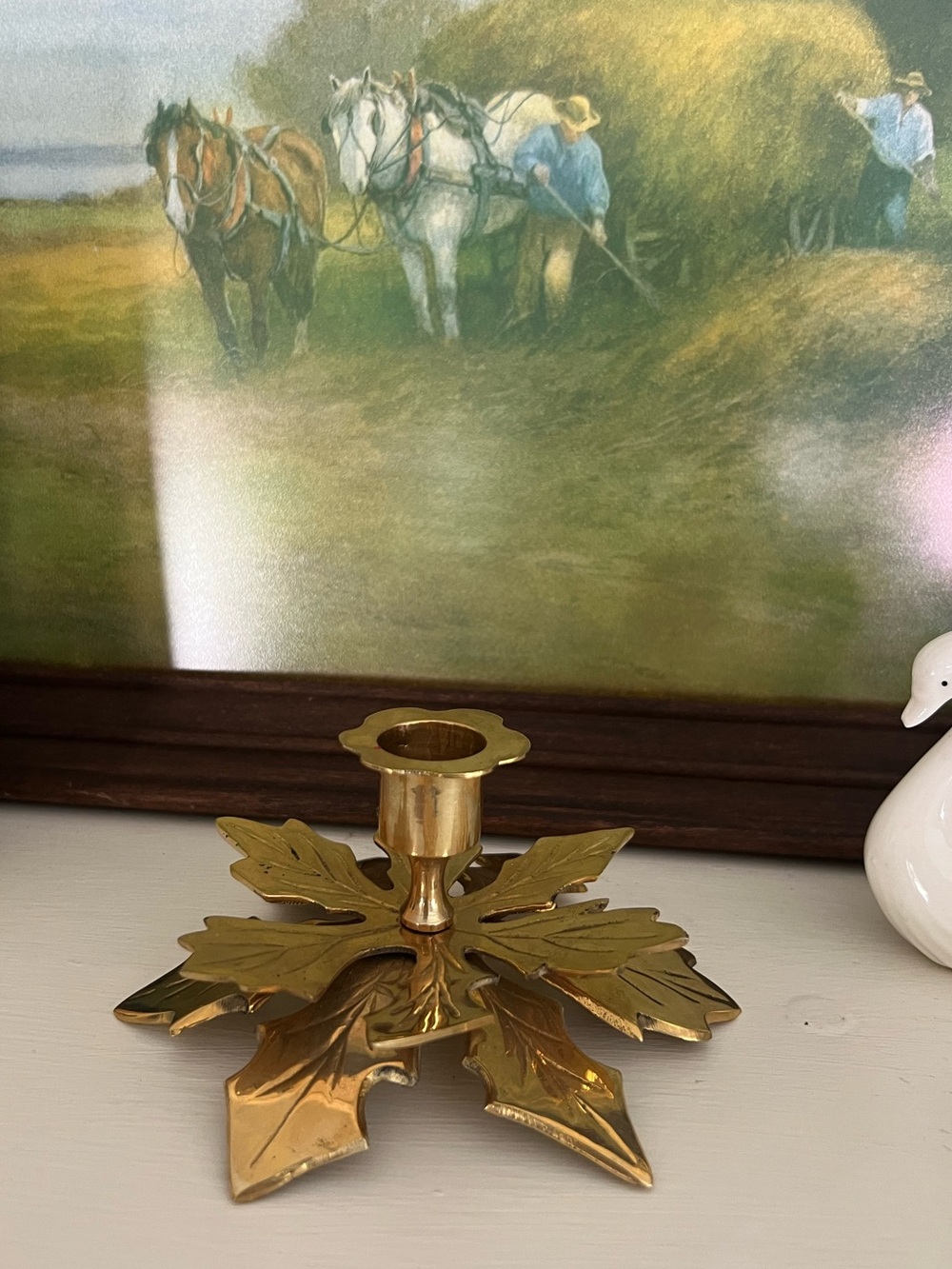 Brass Leaf Candle Holder - Gold Leaf Design